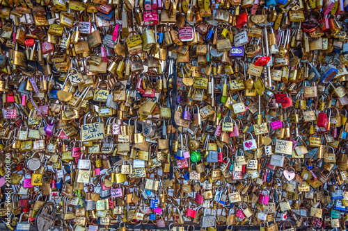 Locks of love on paris bridge