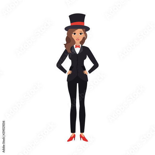 Woman magician costume cartoon vector illustration graphic design