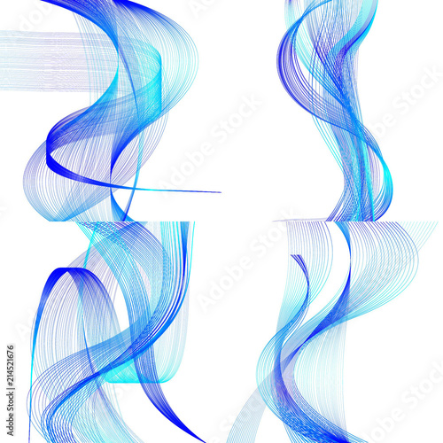 Abstract Structural Curved Pattern. Turquoise Lines and Grey Waves. Raster. 3d Illustration