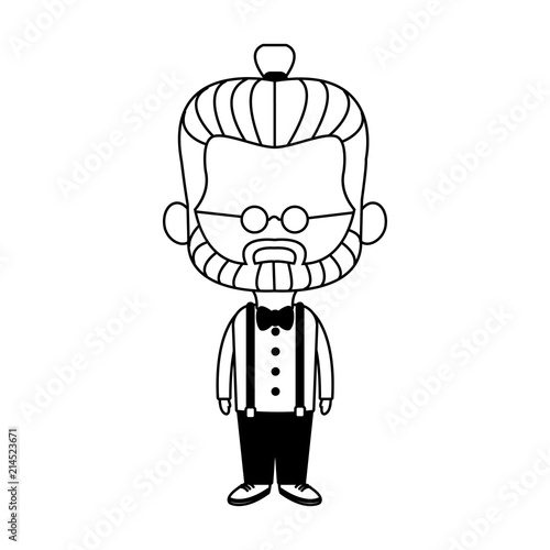 Midget hispter with glasses cartoon vector illustration graphic design