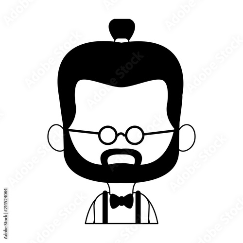 Midget hispter with glasses cartoon vector illustration graphic design