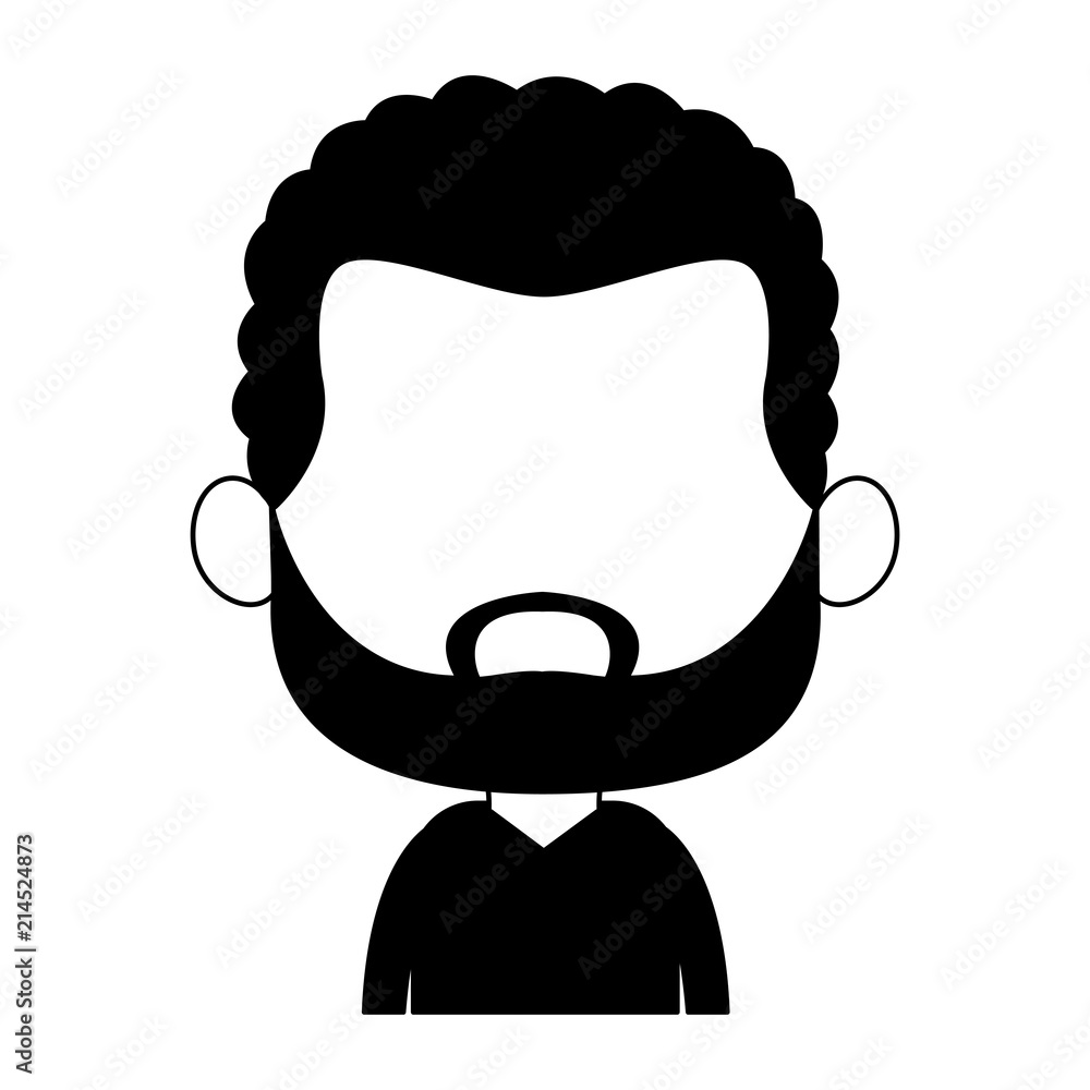Cute midget black man with beard profile vector illustration graphic design Cute midget black man with beard profile vector illustration graphic design
