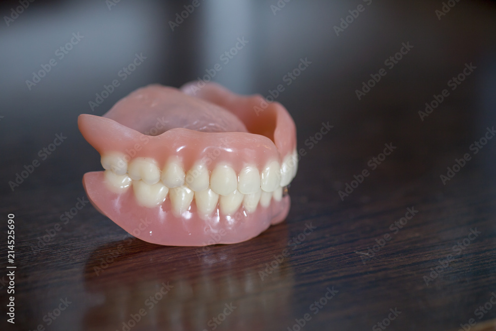 Full set of Medical denture on table Full set of Medical denture on table