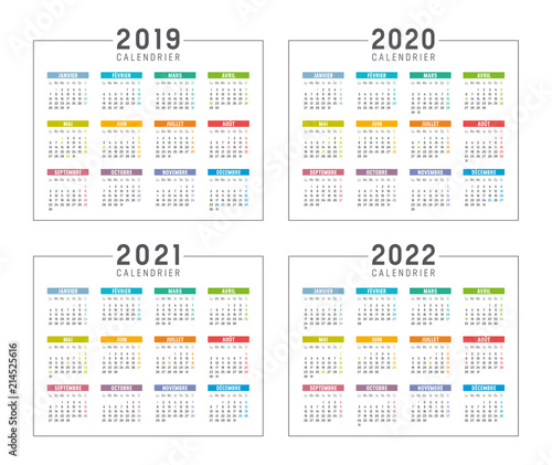 Calendrier Agenda 2019 2020 2021 2022 Stock Vector | Adobe Stock