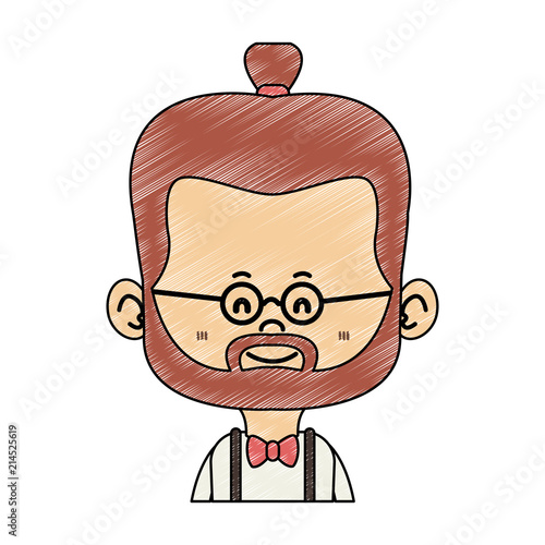 Midget hispter with glasses cartoon vector illustration graphic design