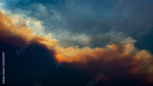 Smoke from fire obscuring the sky near Winters, California, USA, during the fire season