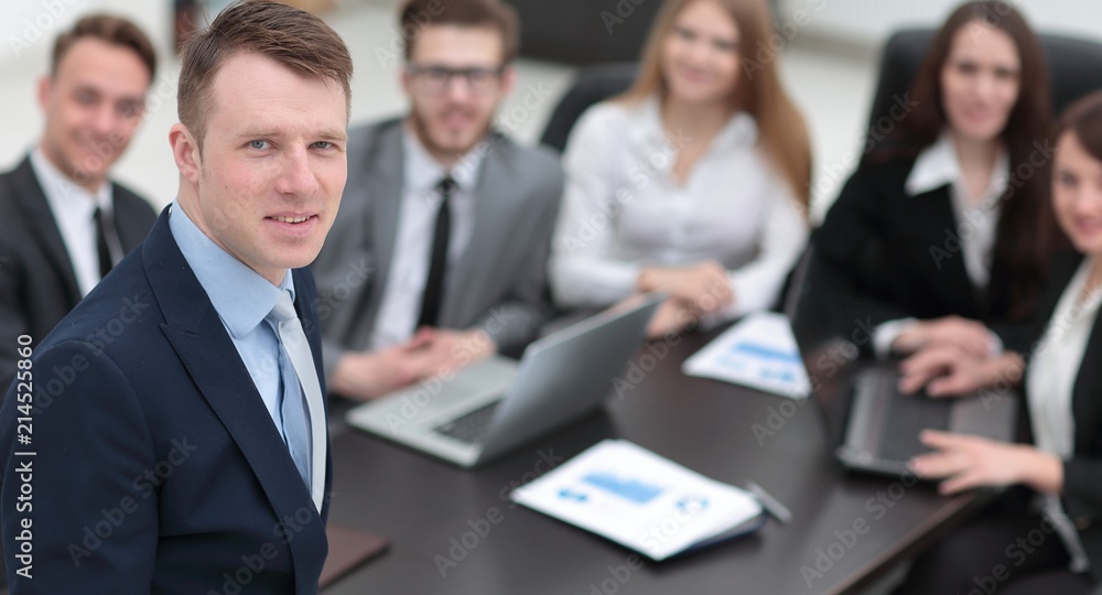 project Manager on the background of business team project Manager on the background of business team