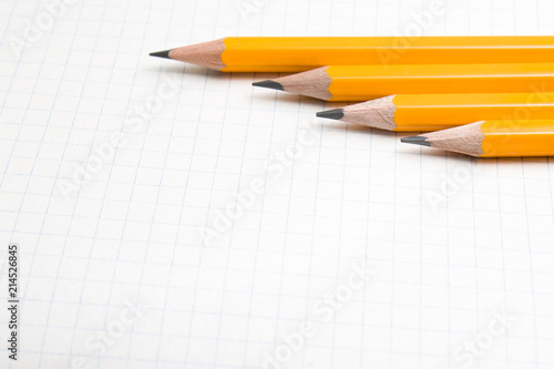 Back to school, education concept with orange pencils and notebook on background for educational new academic year begin or study term start. Copy space