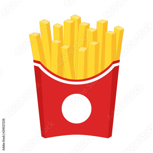 French fries cartoon clipart. French fries in a red carton paper box.
