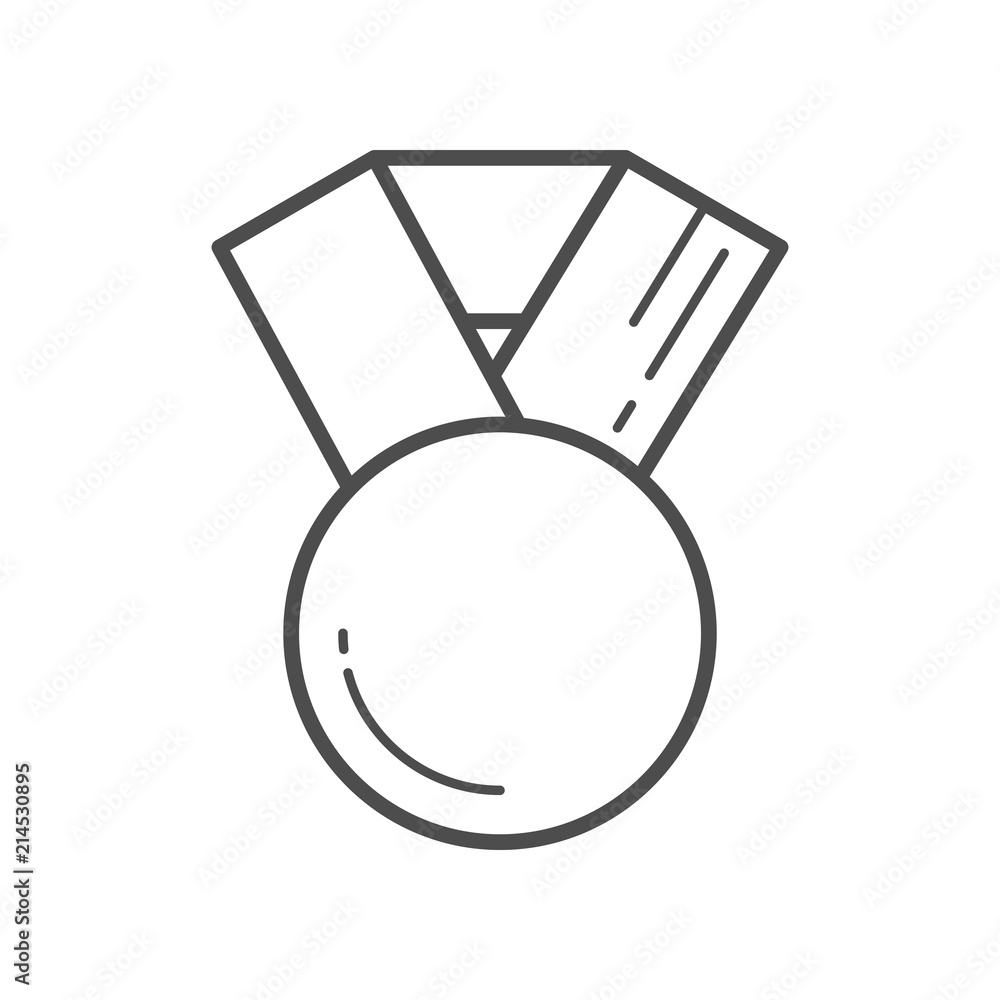 Fototapeta premium Medal, badge or award with ribbons. Flat line vector icon
