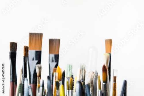 Used colorful creative brushes for painting arts with white background