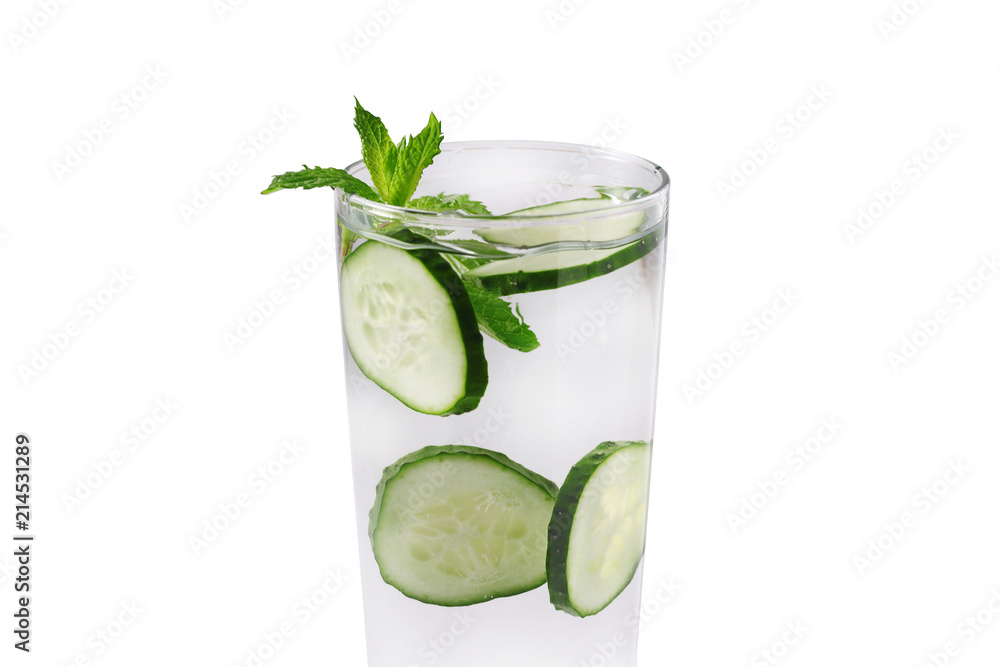 cucumber and mint lemonade isolated. summer drink concept cucumber water cucumber and mint lemonade isolated. summer drink concept cucumber water