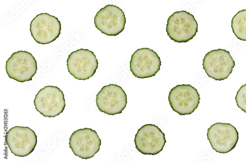cucumber slices isolated. sliced cucmber background on white. pices of vegetable