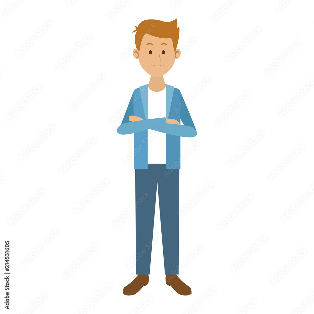 Young man with casual clothes cartoon vector illustration graphic design