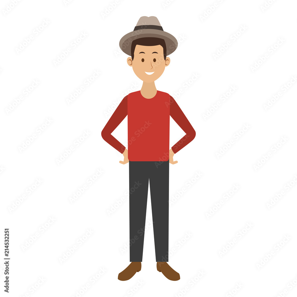 Young man with casual clothes cartoon vector illustration graphic design