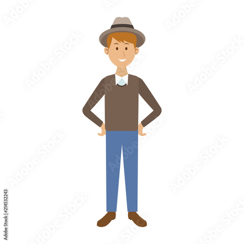 Young man with casual clothes cartoon vector illustration graphic design © Jemastock