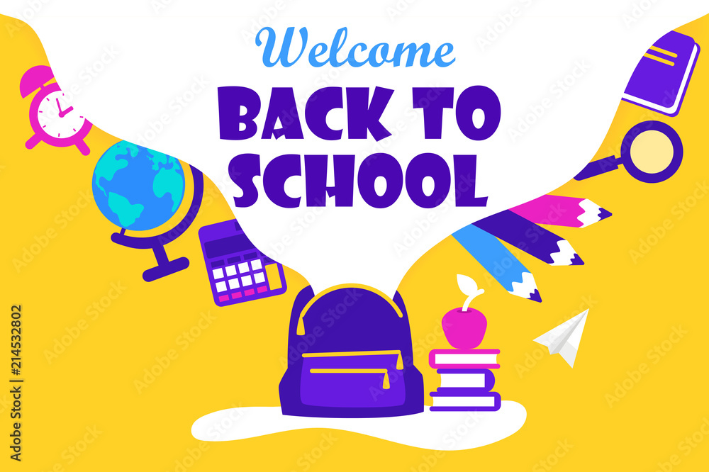 back to school. design of the banner template.  vector illustration.
