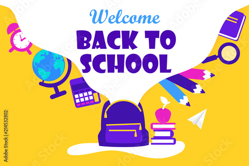 back to school. design of the banner template.  vector illustration.