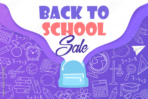 back to school. design of the banner template. doodle. vector illustration.