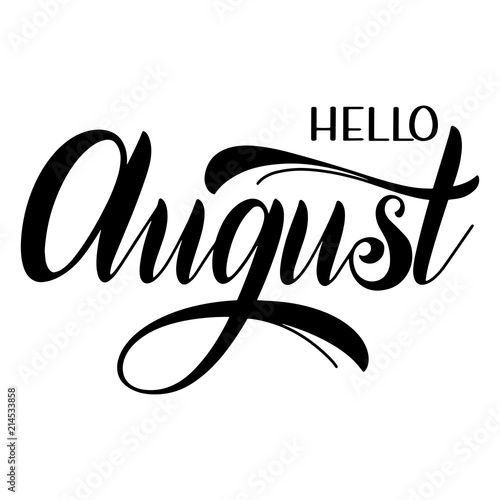 Hello August lettering. Elements for invitations, posters, greeting cards. Seasons Greetings