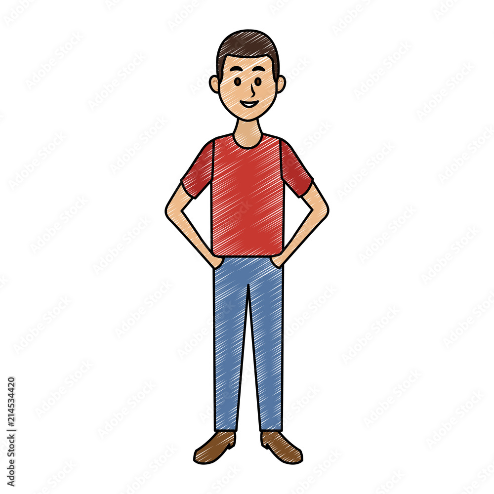 Fototapeta premium Young man with casual clothes cartoon vector illustration graphic design