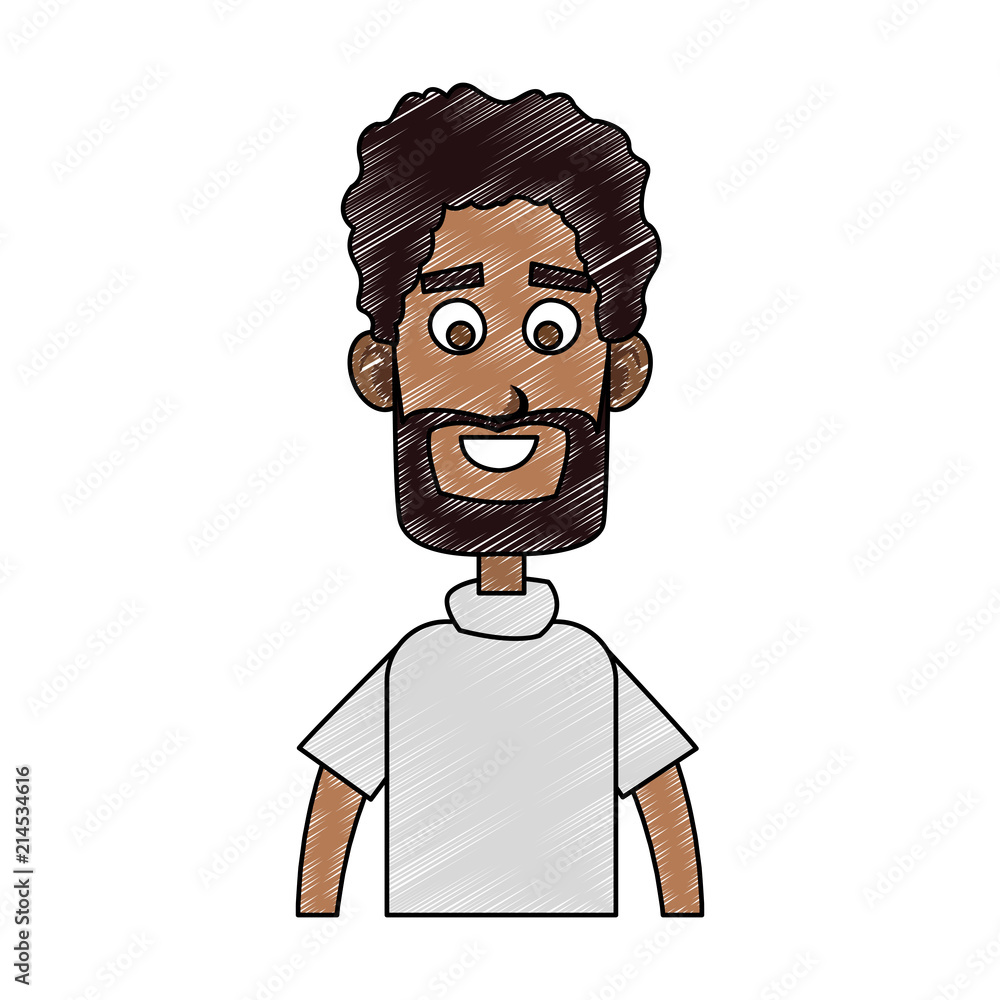 Young man cartoon profile vector illustration graphic design