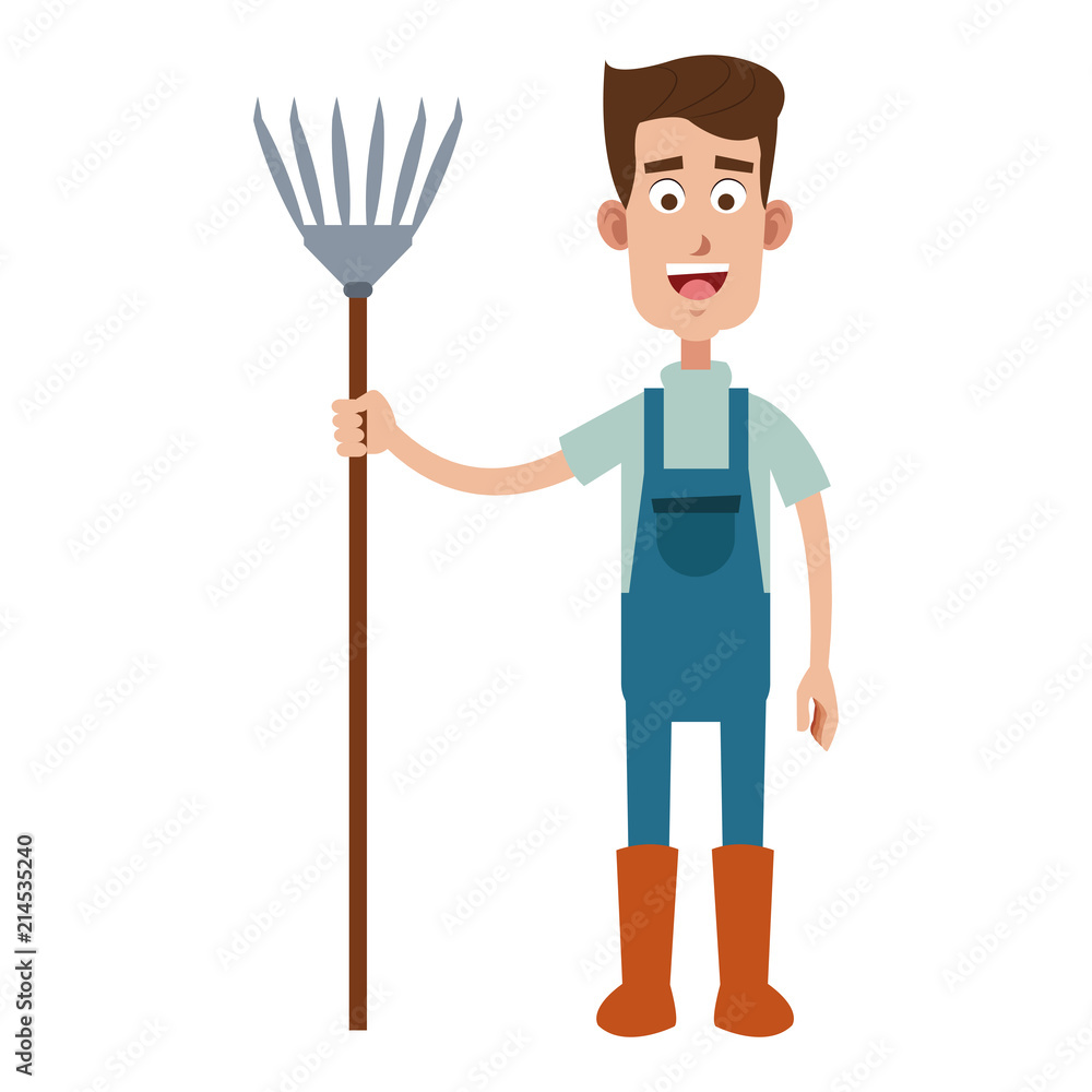 Farmer man with rake vector illustration graphic design Farmer man with rake vector illustration graphic design