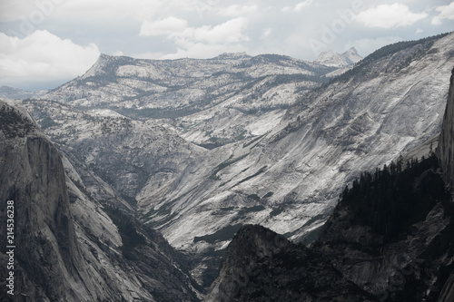 Smooth Granite Face of Yosemite Valley, With Tenaya Peak and Echo Peaks in Distance