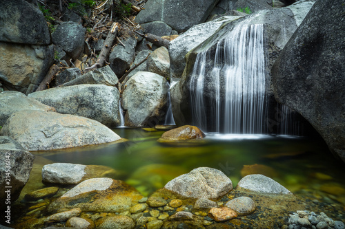 Beautiful Emerald Pool and Soft Flowing Waterfall along Cascade Creek, Yosemite