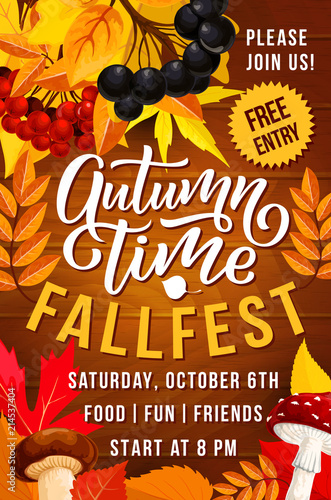 Autumn season holiday festival invitation banner