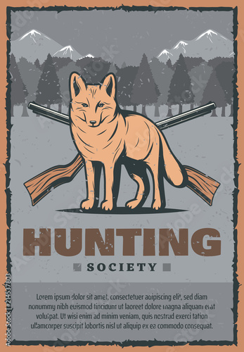 Vector vintage poster for fox hunt