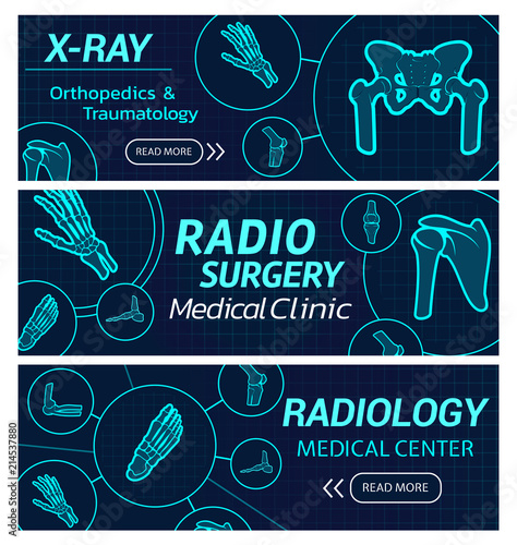 Radiology medical center vector X-ray banners