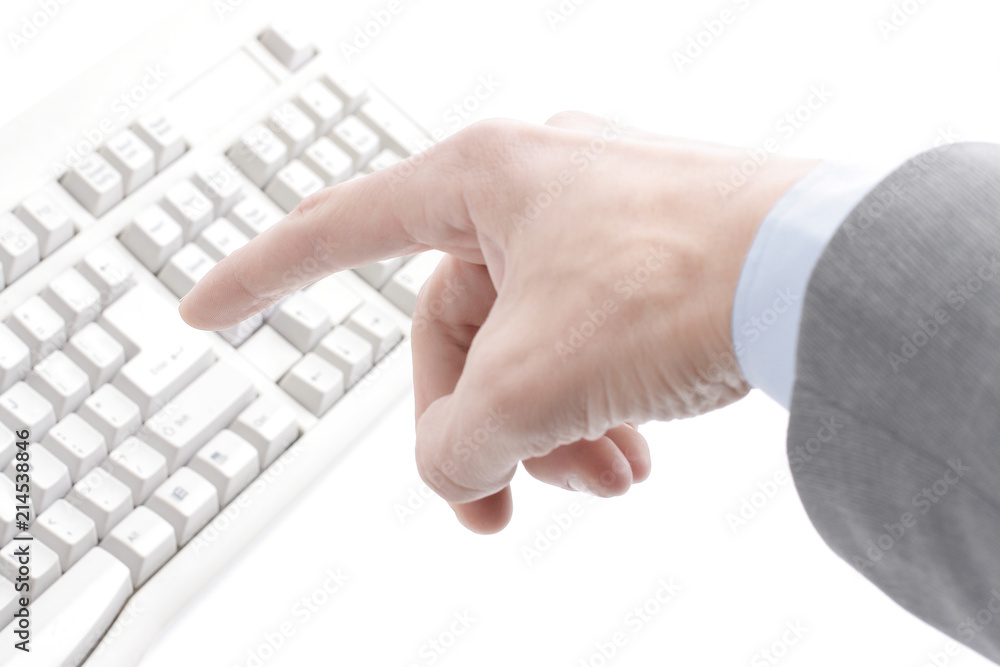 finger hit the button on the old computer keyboard finger hit the button on the old computer keyboard