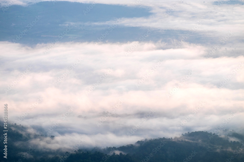 Obraz premium Fog Mountain Doi Luang Chiang Dao Province Chiang Mai Thailand landscape