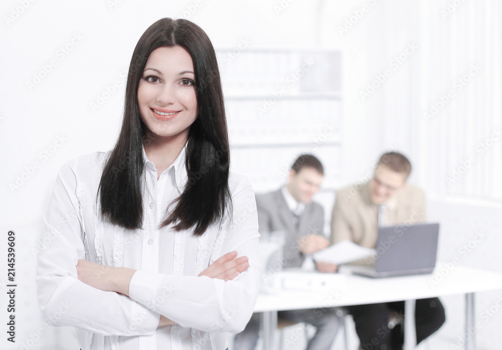 portrait of a woman Manager on the background of the office portrait of a woman Manager on the background of the office