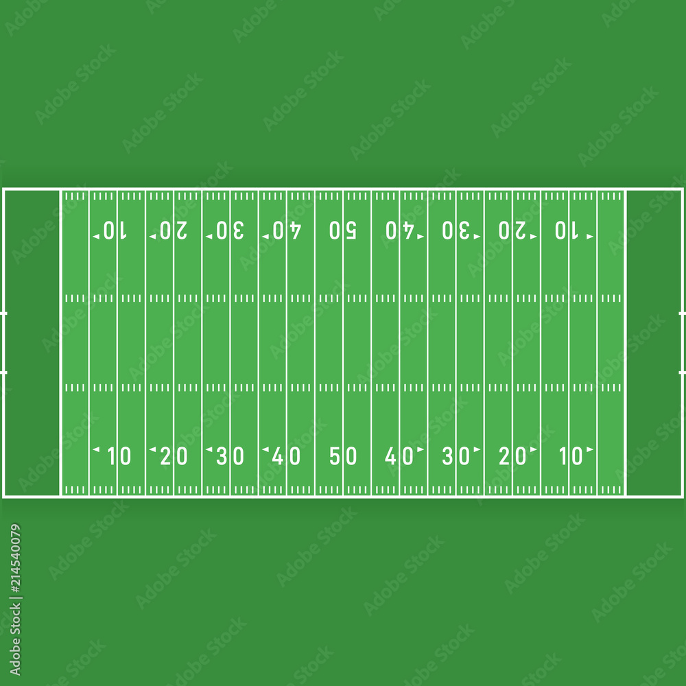 American football field from top view flat design