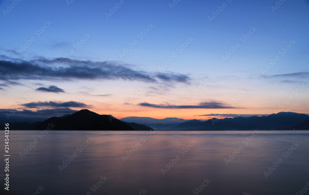 Morning light in lugu lake, lijiang, yunnan, China