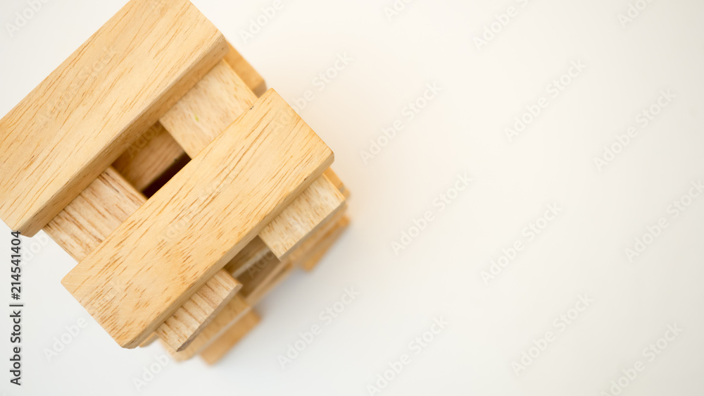 Wooden Tower game topview close up on white background Wooden Tower game topview close up on white background