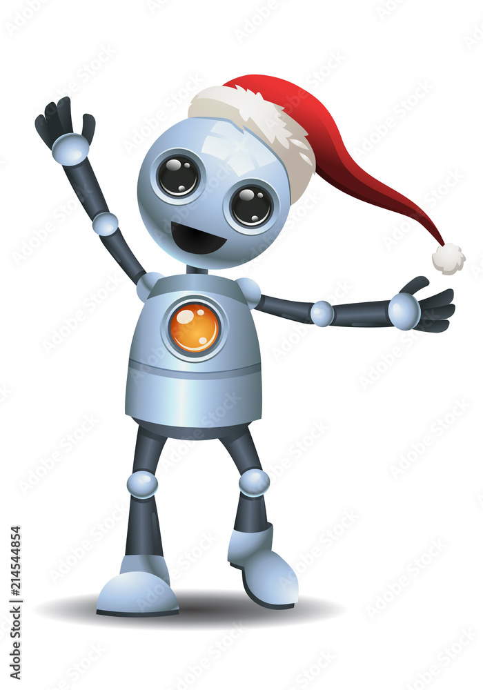 little robot wearing santa hat little robot wearing santa hat