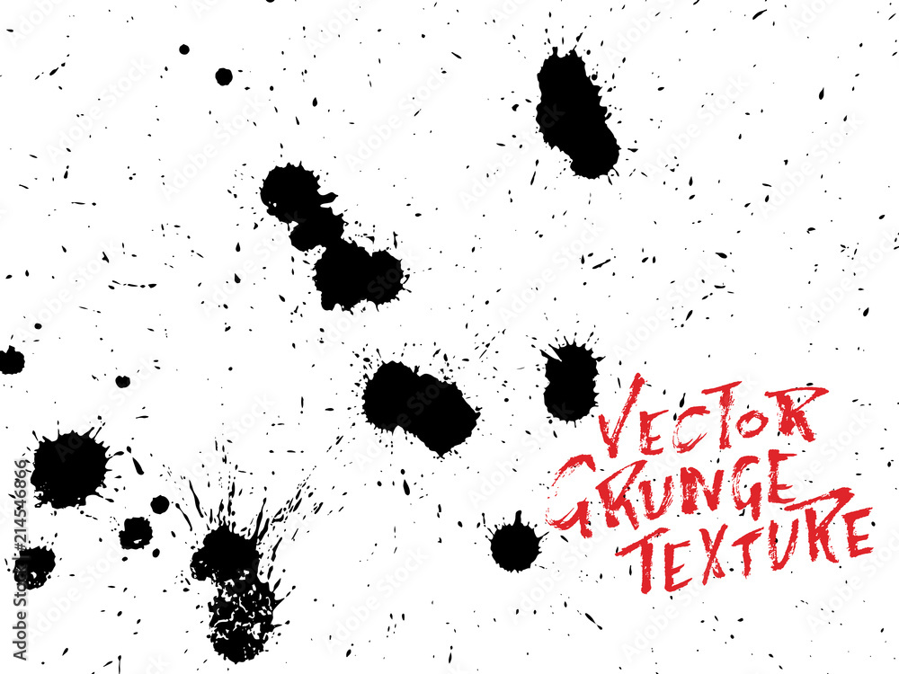 Fototapeta premium Handdrawn grunge texture. Abstract ink drops background. Black and white grunge illustration. Vector watercolor artwork pattern.