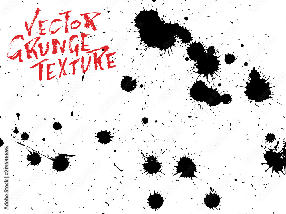 Fototapeta premium Handdrawn grunge texture. Abstract ink drops background. Black and white grunge illustration. Vector watercolor artwork pattern.