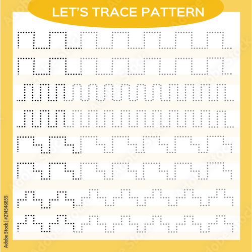 Tracing Lines Activity For Early Years. Special for preschool kids. Worksheet for practicing fine motor skills Tracing dashed lines. Improving skills tasks. Complete the pattern. Orange