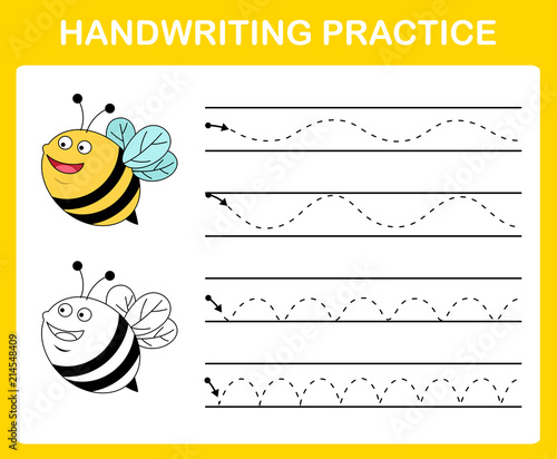Handwriting practice sheet illustration vector