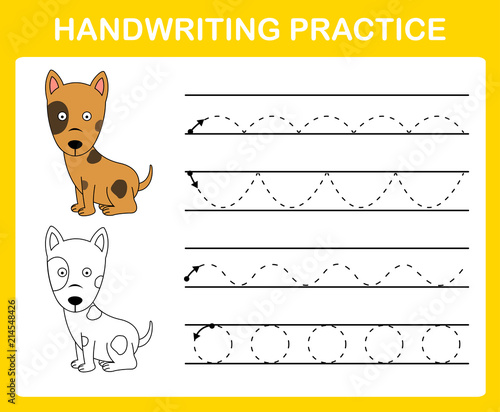Handwriting practice sheet illustration vector