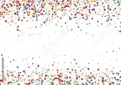 Bright colorful flying confetti. Party poster background template. Vector illustration isolated on white background