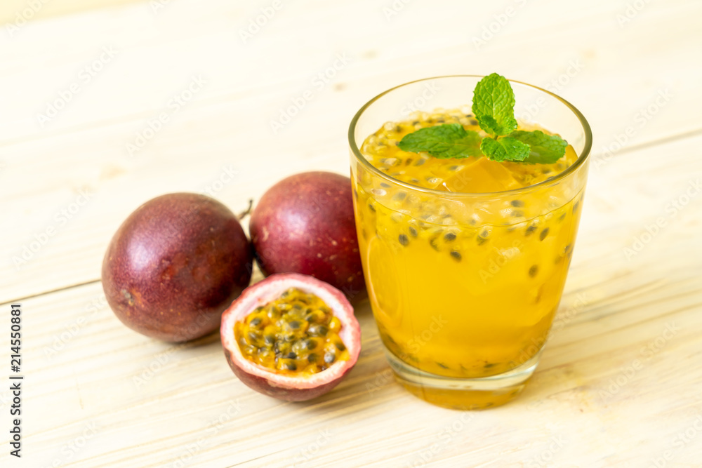 fresh and iced passion fruit juice