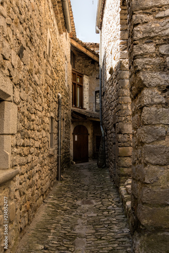 Fototapeta Naklejka Na Ścianę i Meble -  Romantic and very small alley between the houses in the old medieval village Labeaume in France