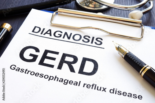 Gastroesophageal reflux disease GERD on a clinic desk. photo