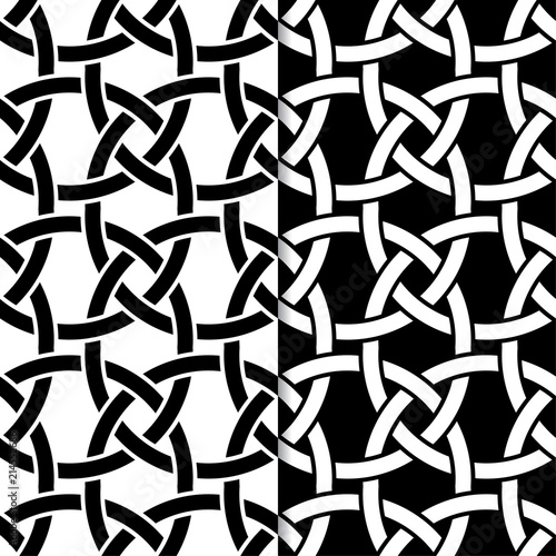 Black and white geometric prints. Set of seamless patterns
