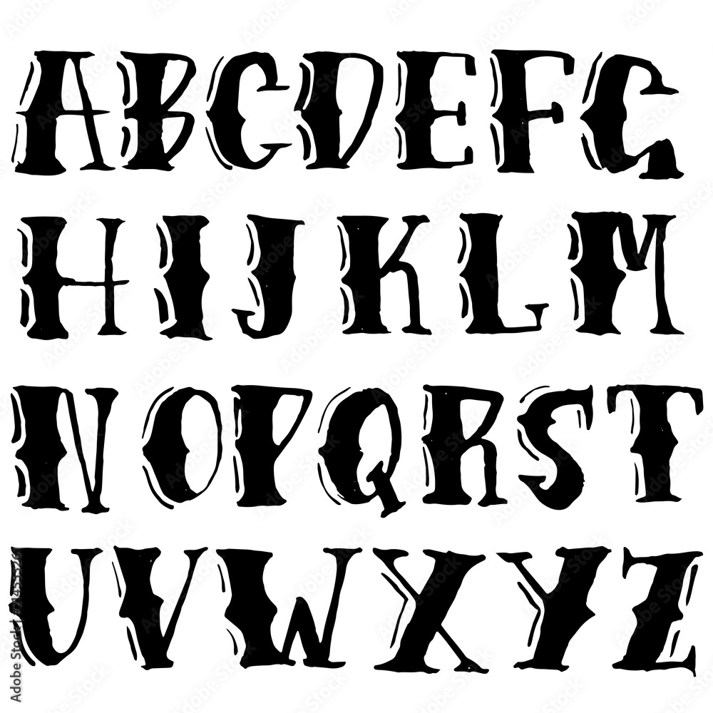 Grunge vintage whiskey font. Old handcrafted display skript. Modern brush label lettering. Vector typography illustration.